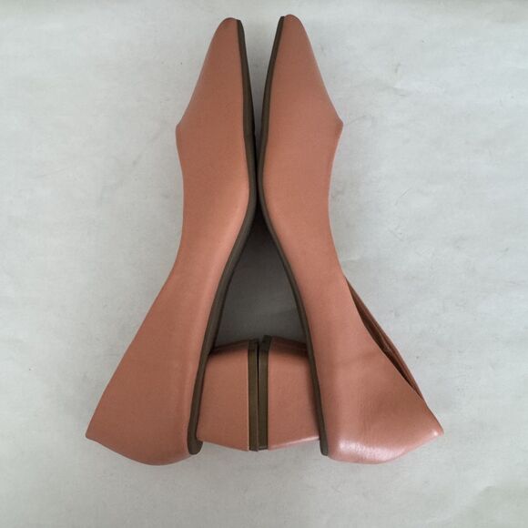 NEW C.Paravano Salmon Pink Low Block Heel Women 8.5 Pointed Toe Classic Spring - Picture 5 of 14